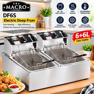 Macro Silver Stainless Steel Double Deep Fryer