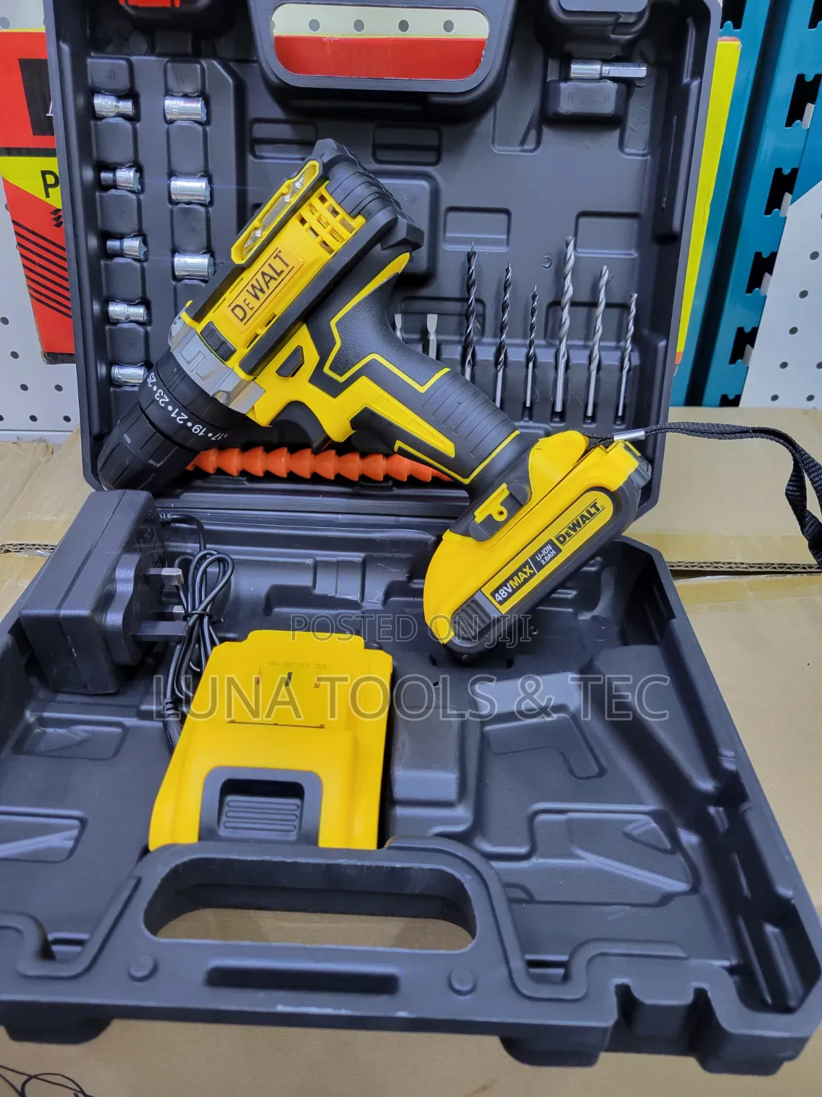 Powerful 48v Dewalt Cordless Drill and Accessories