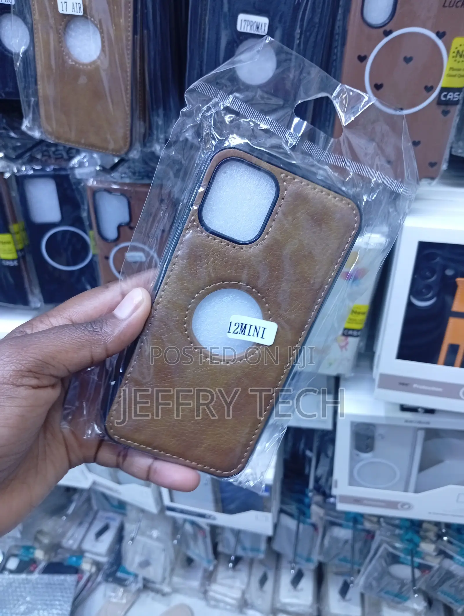 Brown Faux Leather Texture Phone Case for the iPhone 12 Mini