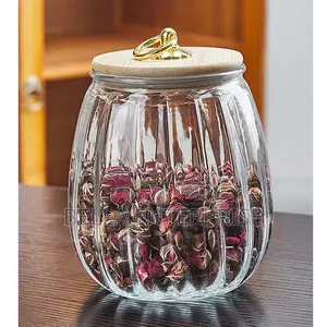 Ribbed Glass Storage Jar