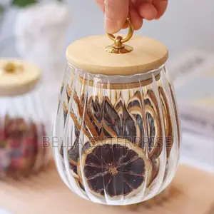 Ribbed Glass Storage Jar