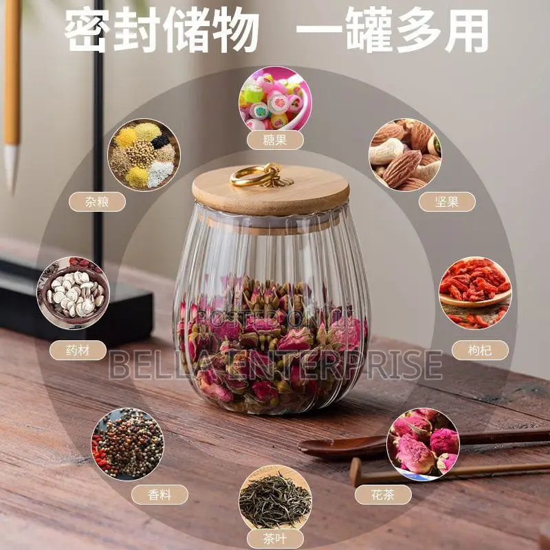 Ribbed Glass Storage Jar