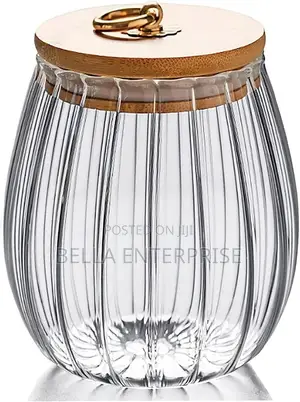 Ribbed Glass Storage Jar