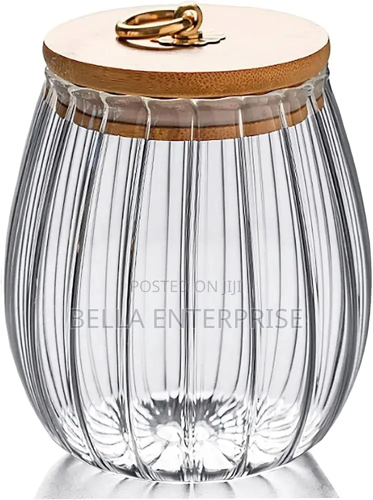 Ribbed Glass Storage Jar