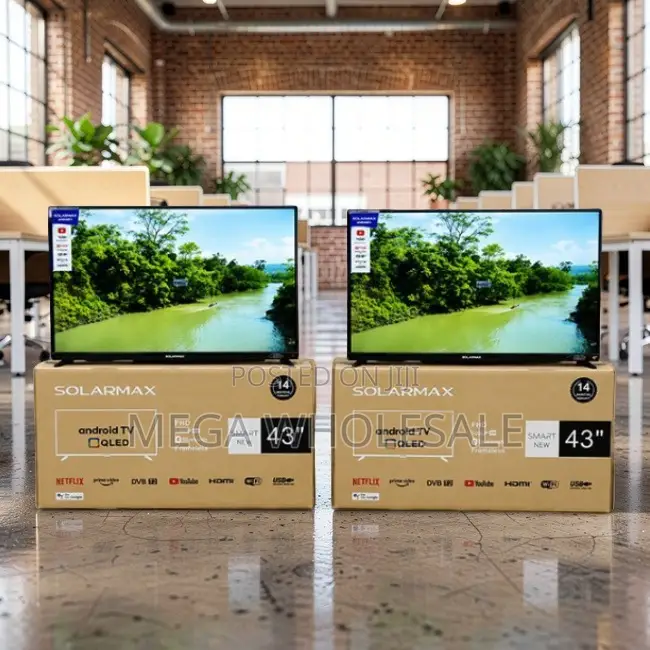Closeout Sale Solarmax 43 Inch Smart Android Digital QLED TVs.