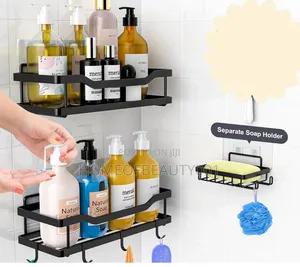 Multipurpose 3pcs Set Rectangular Shower Caddy Shelf/Wall Organiser.