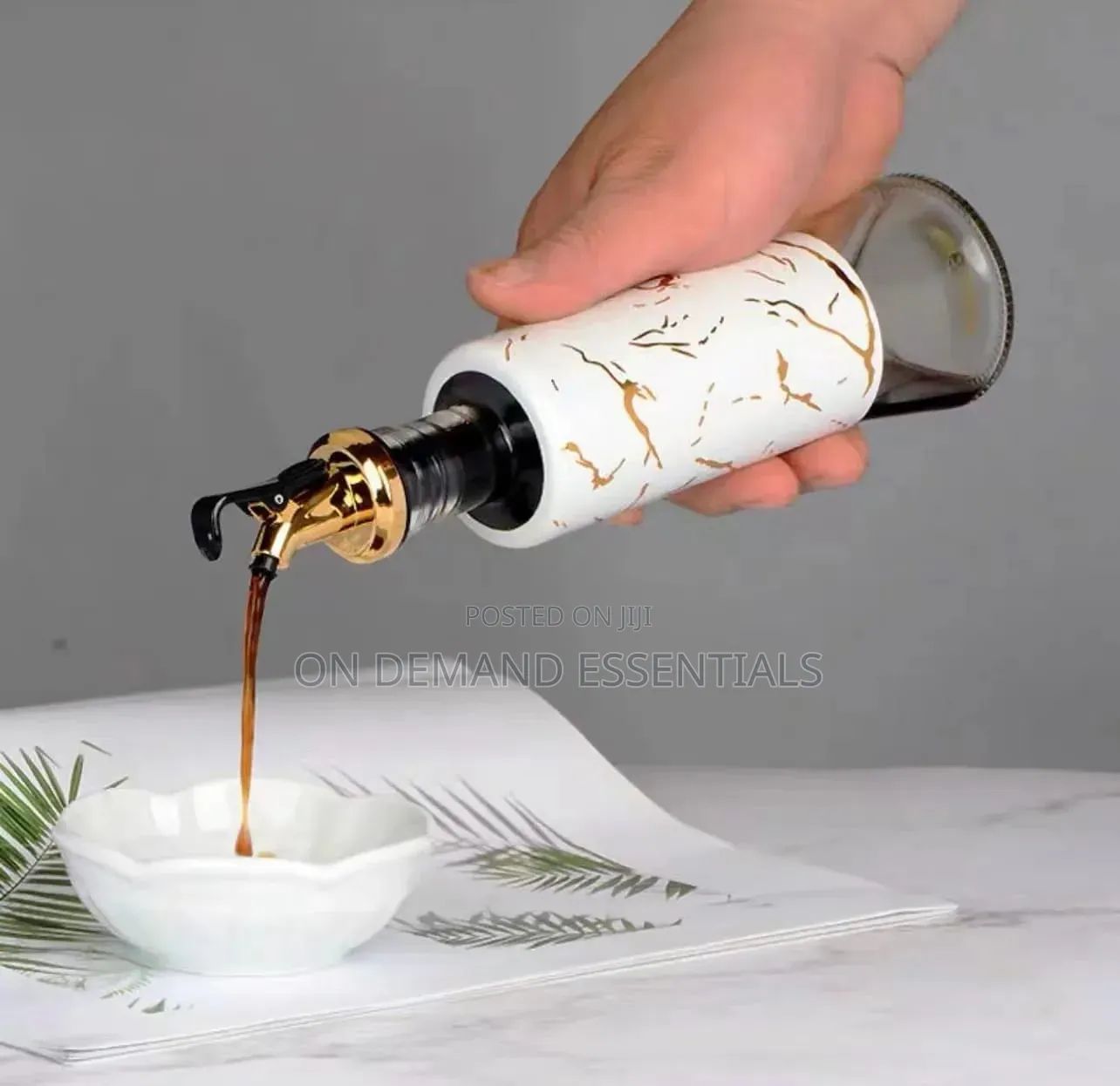 Marble Glass Oil Dispenser Black White