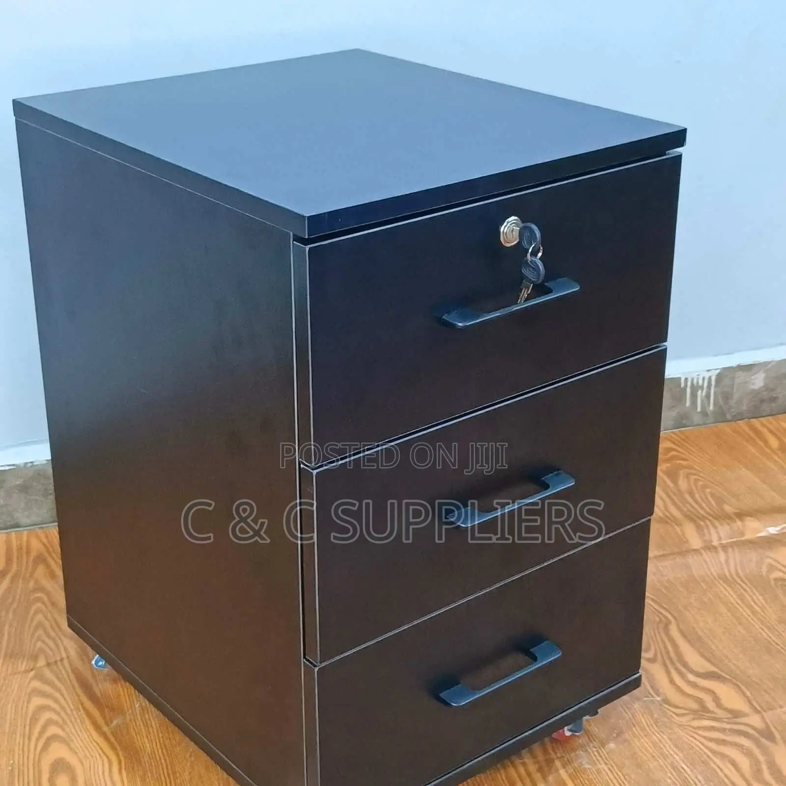 Black Pedestal Cabinet-3 Drawer
