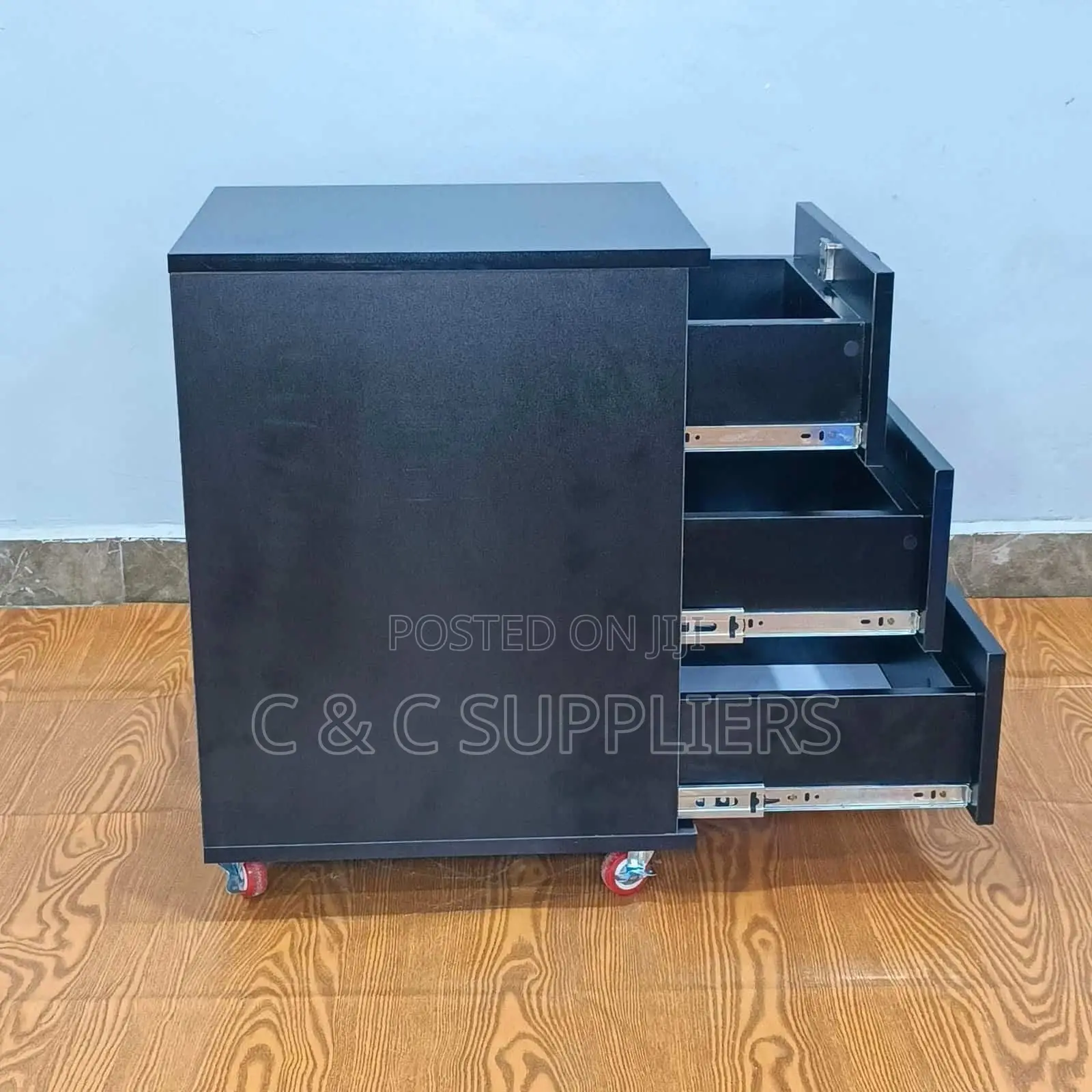 Black Pedestal Cabinet-3 Drawer