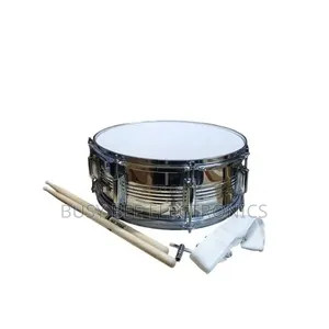 Portable Snare Drum Full Set With Drumsticks, White Strap Drum Key