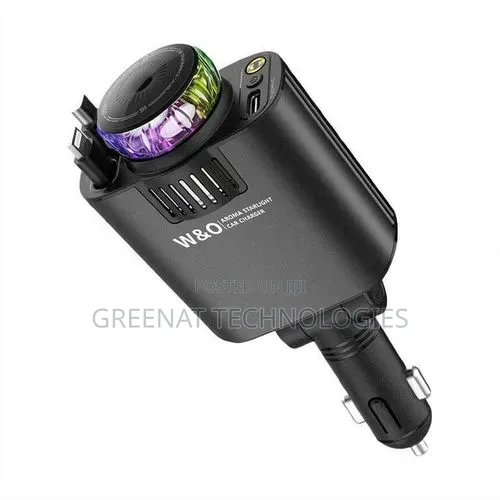 5 in 1 Car Charger With Retractable Cables and Car Diffuser