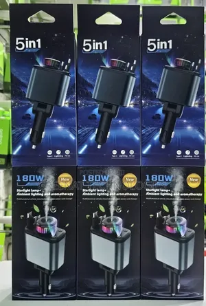 5 in 1 Car Charger With Retractable Cables and Car Diffuser