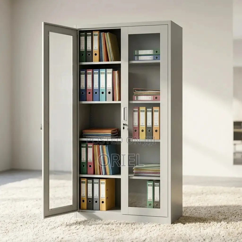 Office Cabinet : 2-Door Transparent Glass Office Cabinet