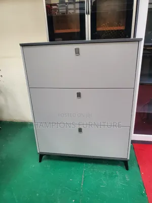 Grey and Black Shoe Cabinet