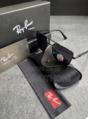 Black Titanium Rectangular Frame Polarized Raybans
