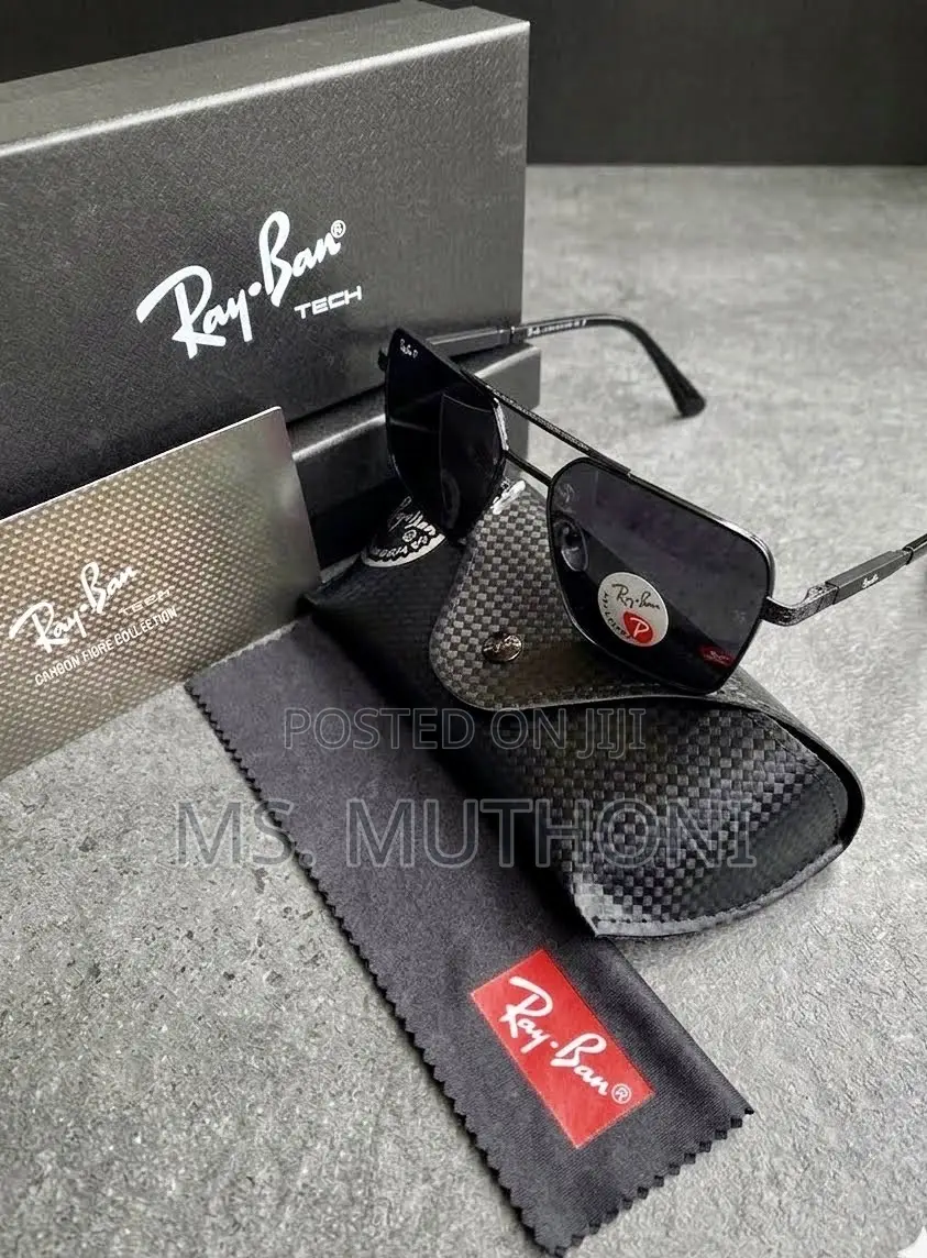 Black Titanium Rectangular Frame Polarized Raybans
