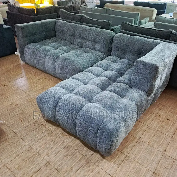 5 Seater Steel Blue Bubble Sectional Sofa