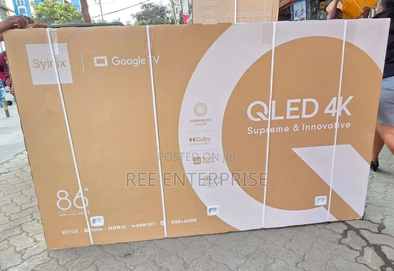 Syinix 
86inches Google Qled Brand New Smart TV