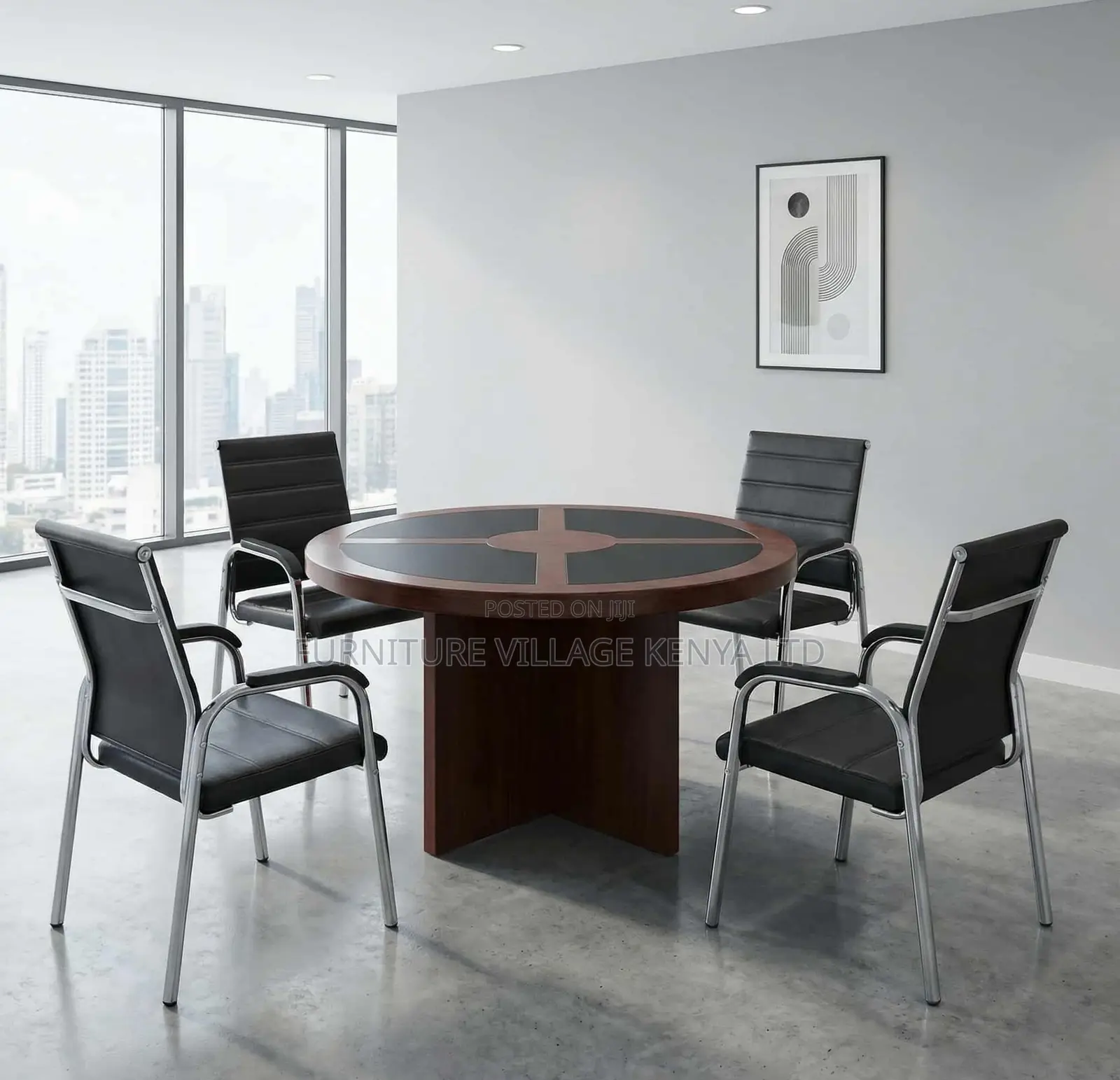 Meeting Table; Round Imported Mahogany 4 Seater Meeting Table