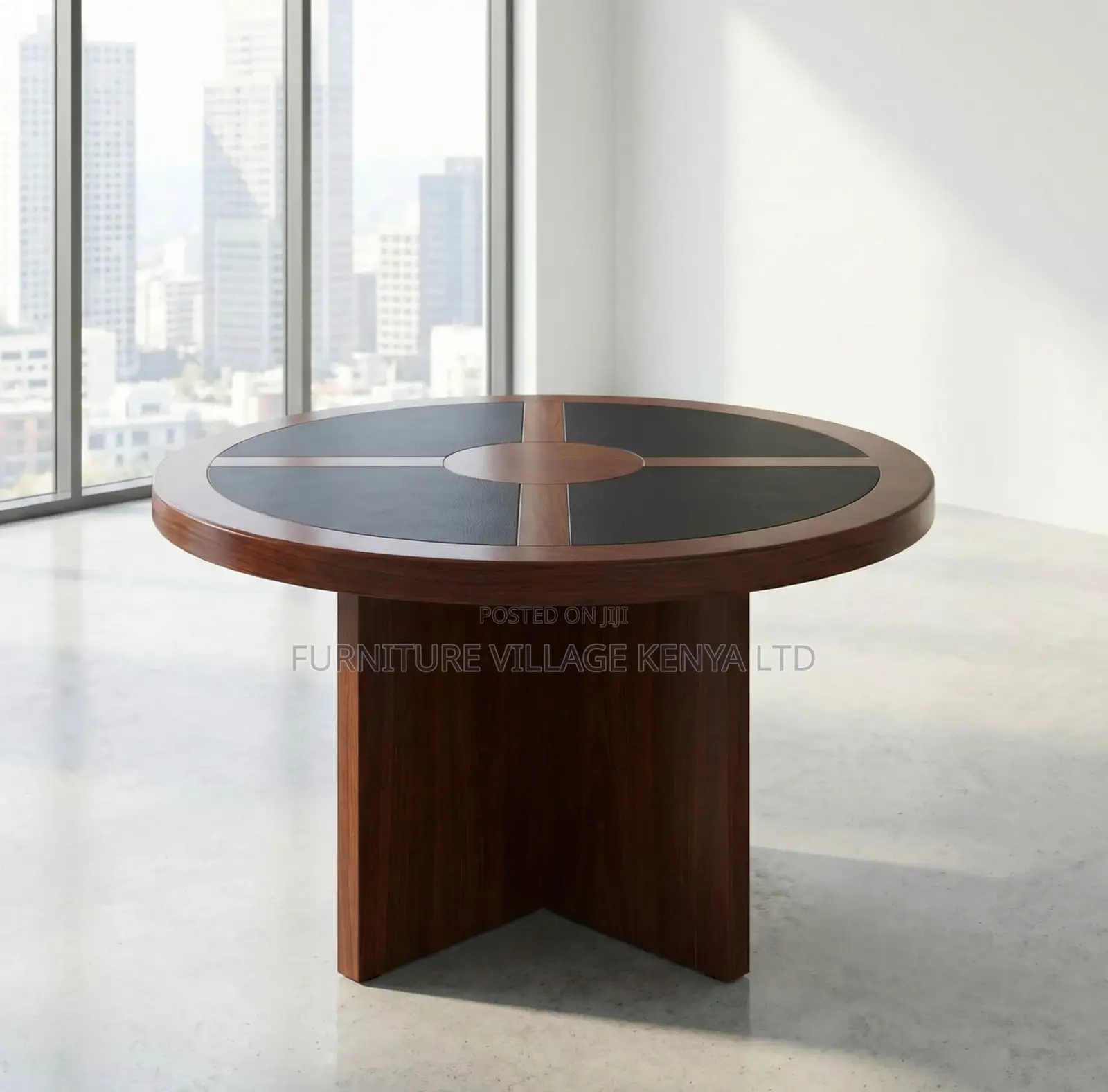 Meeting Table; Round Imported Mahogany 4 Seater Meeting Table