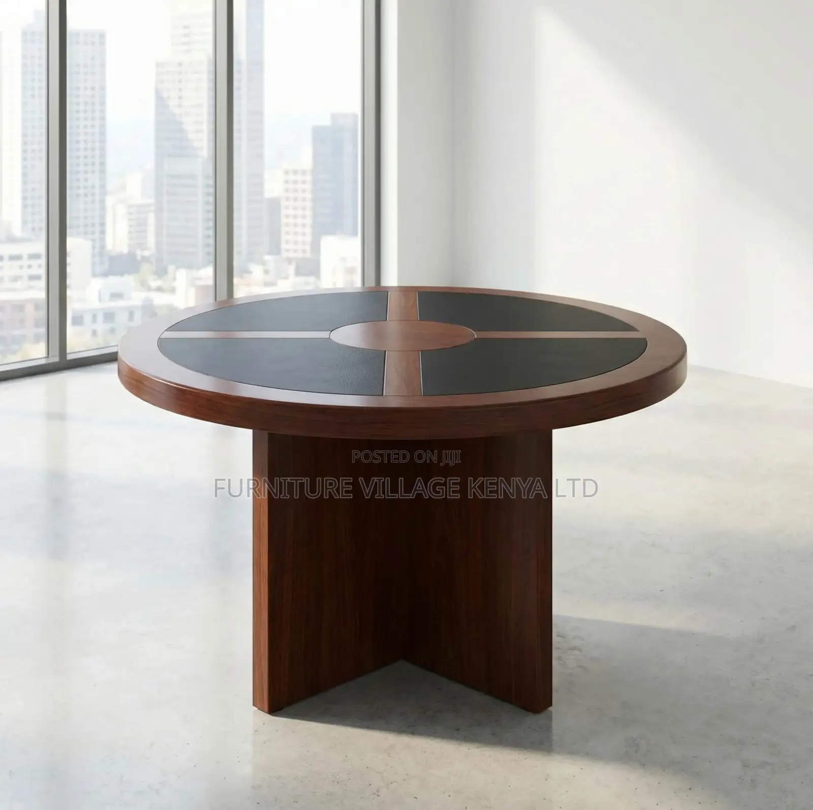 Meeting Table; Round Imported Mahogany 4 Seater Meeting Table
