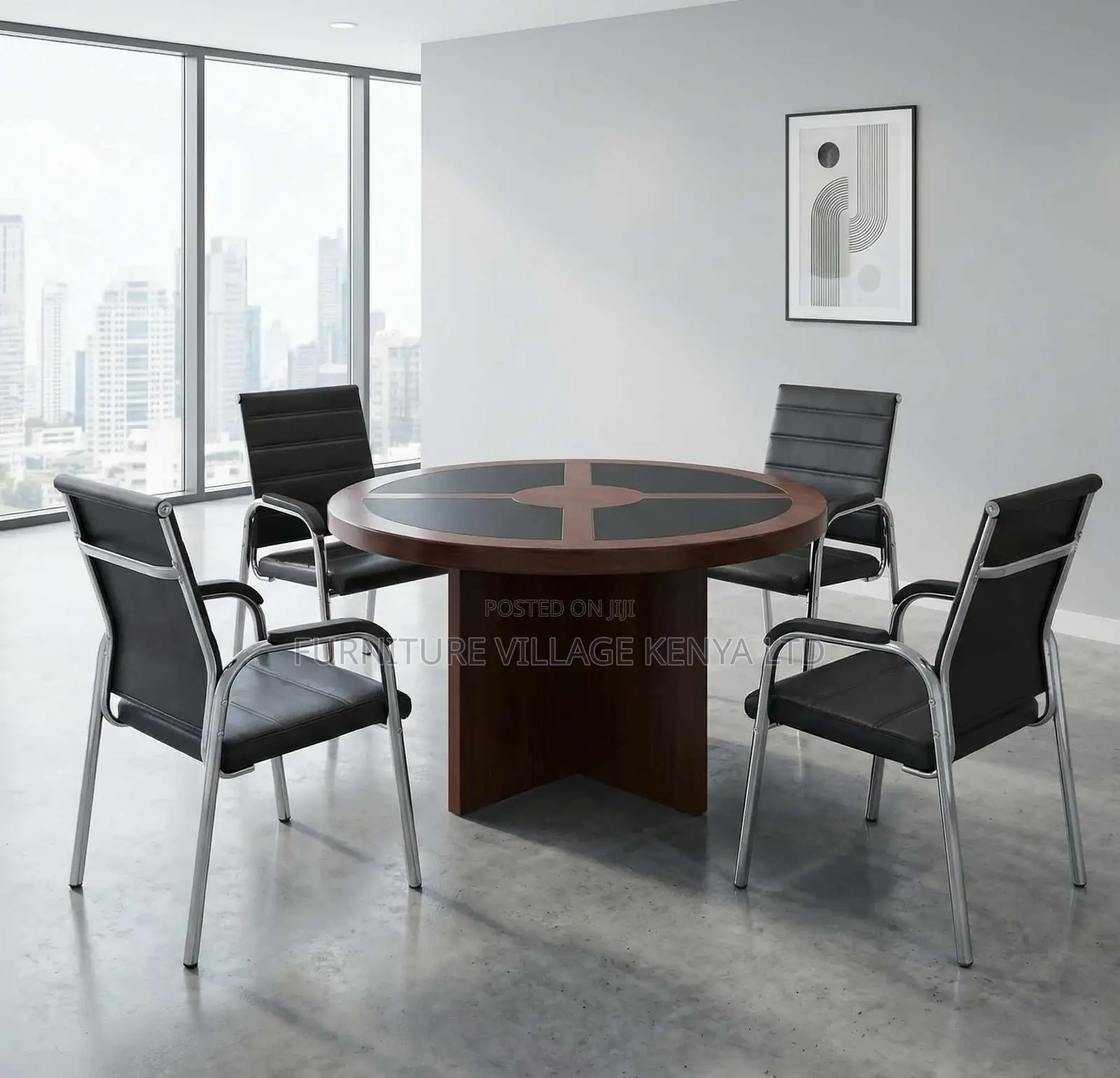 Meeting Table; Round Imported Mahogany 4 Seater Meeting Table