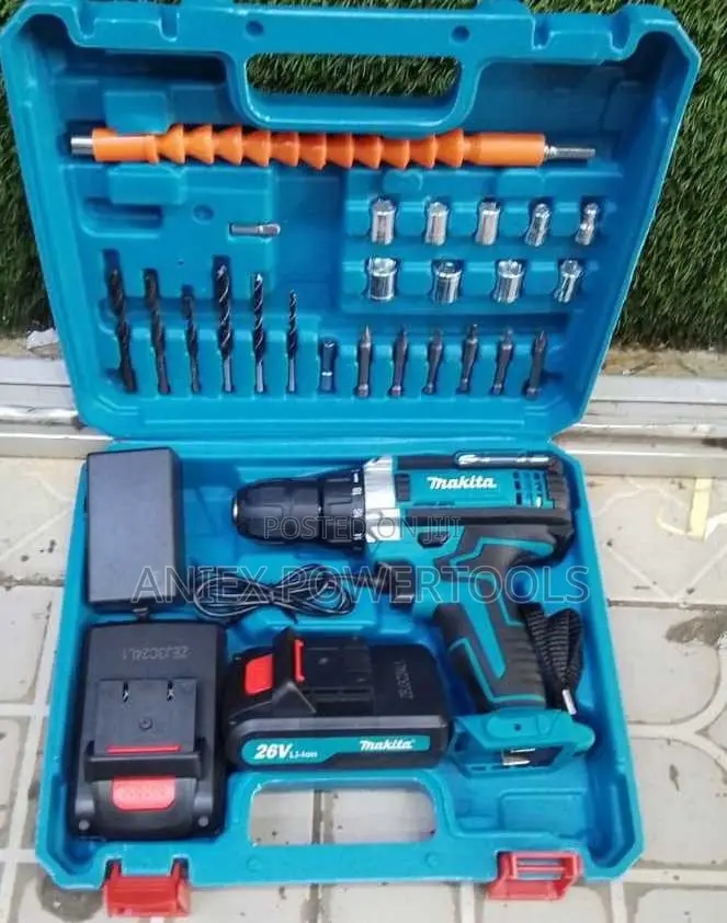 Makita 26V Cordless Drill Set With Two Rechargeable Batteries