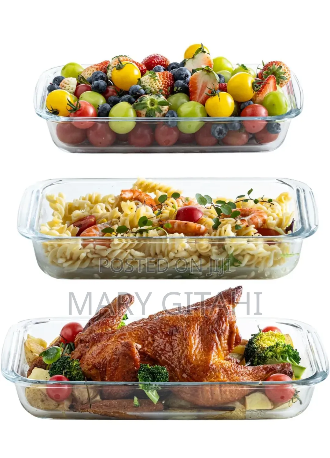 3pcs Glass Oven Baking Trays