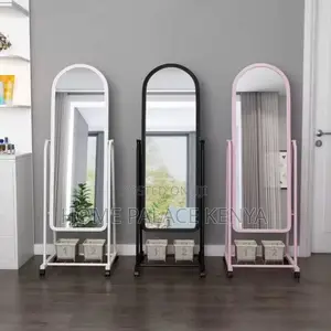 Bedroom Mirror; Modern Standing Dressing Mirror With Built-in Storage