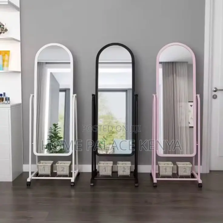 Bedroom Mirror; Modern Standing Dressing Mirror With Built-in Storage