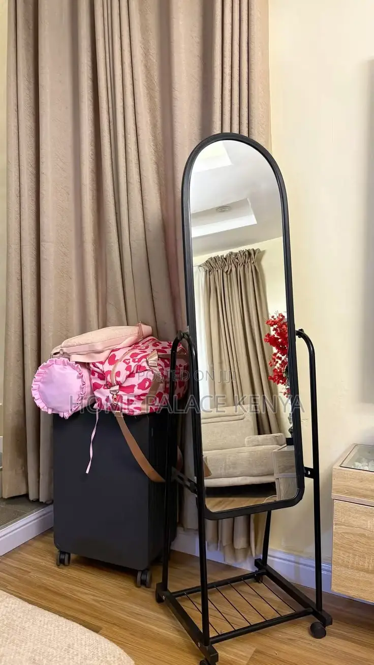 Bedroom Mirror; Modern Standing Dressing Mirror With Built-in Storage
