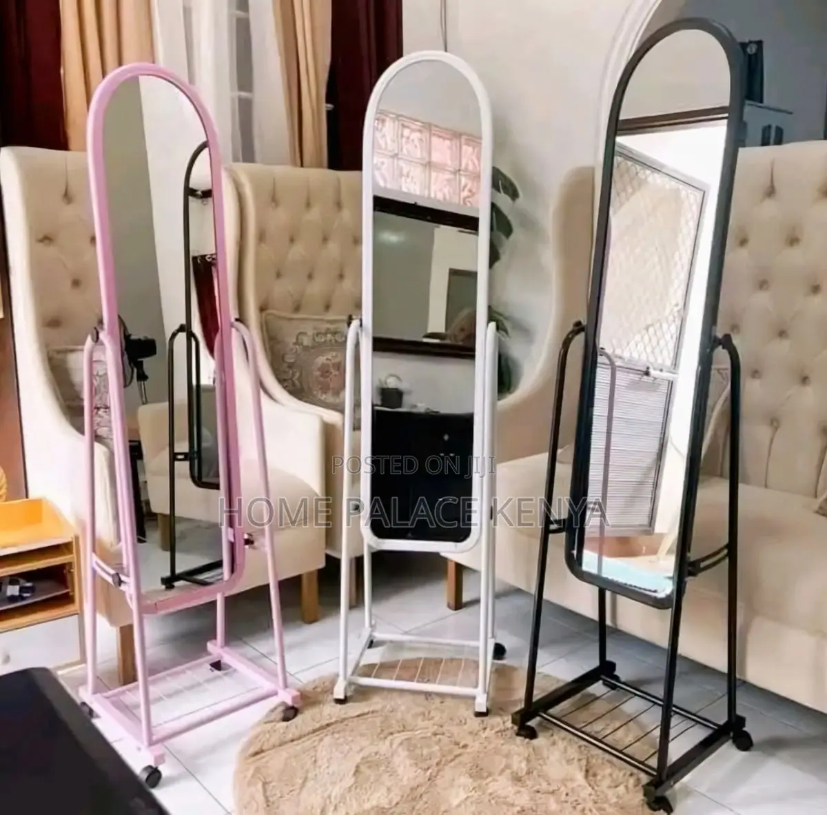 Bedroom Mirror; Modern Standing Dressing Mirror With Built-in Storage