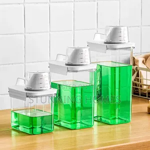 Non Spill Laundry Detergent Storage Jars With a Measuring Cup