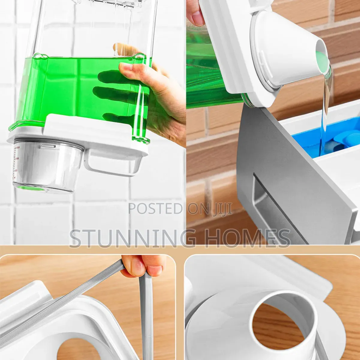 Non Spill Laundry Detergent Storage Jars With a Measuring Cup