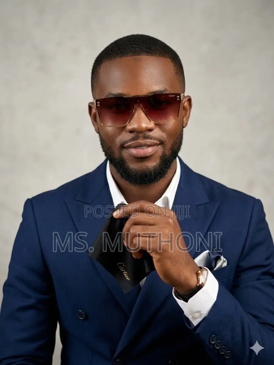 Luxury Cartier Flat-Top Sunglasses With Distinctive Wood-Grain Temples