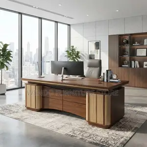 Office Desks; 140CM Brown-Golden Executive Desk