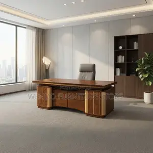 Office Desks; 140CM Brown-Golden Executive Desk