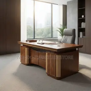 Office Desks; 140CM Brown-Golden Executive Desk