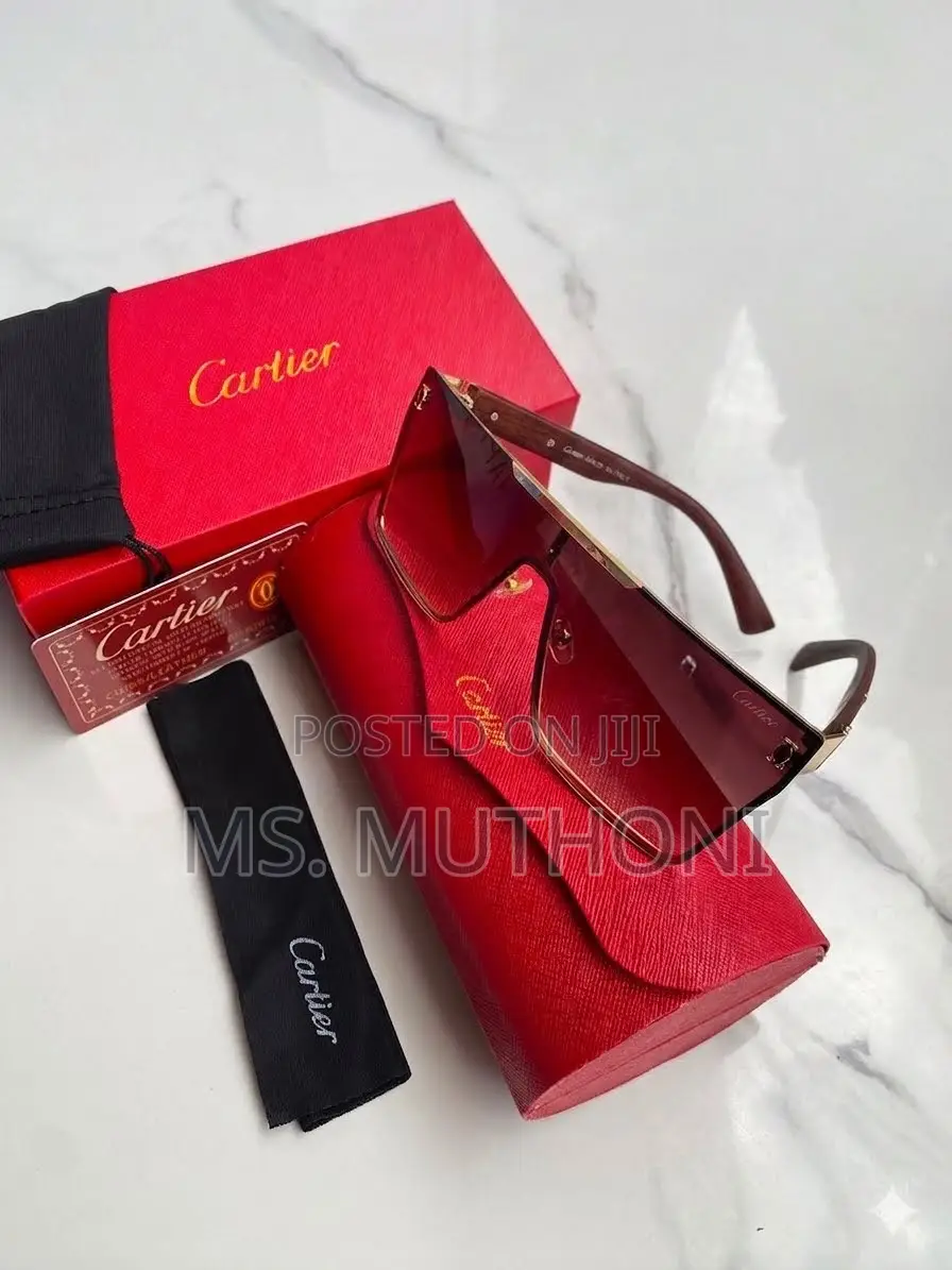 Cartier Rimless Shield Sunglasses Showcase a Sleek Flat-Top Frame,