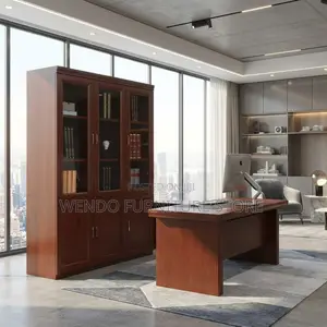 Office Cabinet; Three Doors Office Storage Mahogany Finish Cabinet