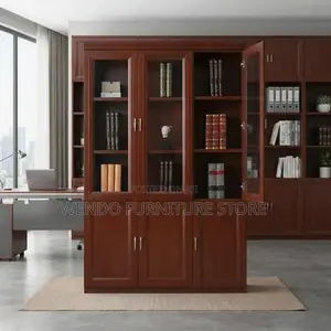 Office Cabinet; Three Doors Office Storage Mahogany Finish Cabinet