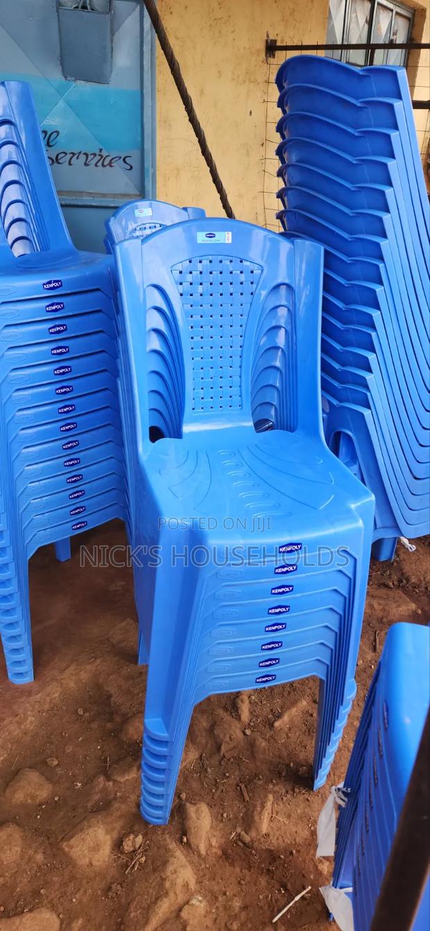 Sky Blue Plastic Chair Without Armrest