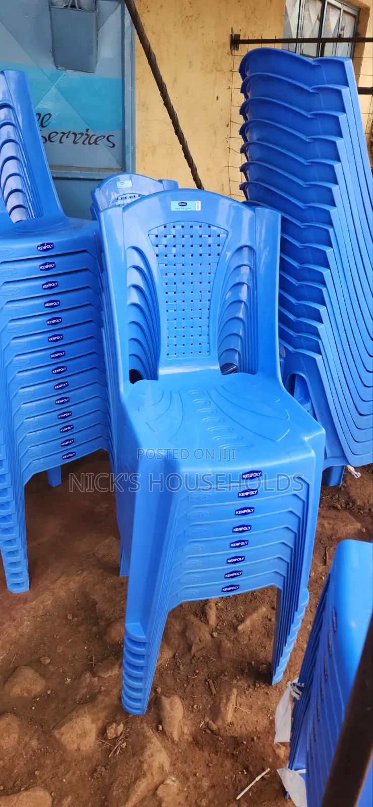 Sky Blue Plastic Chair Without Armrest