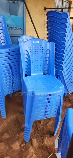 Sky Blue Plastic Chair Without Armrest