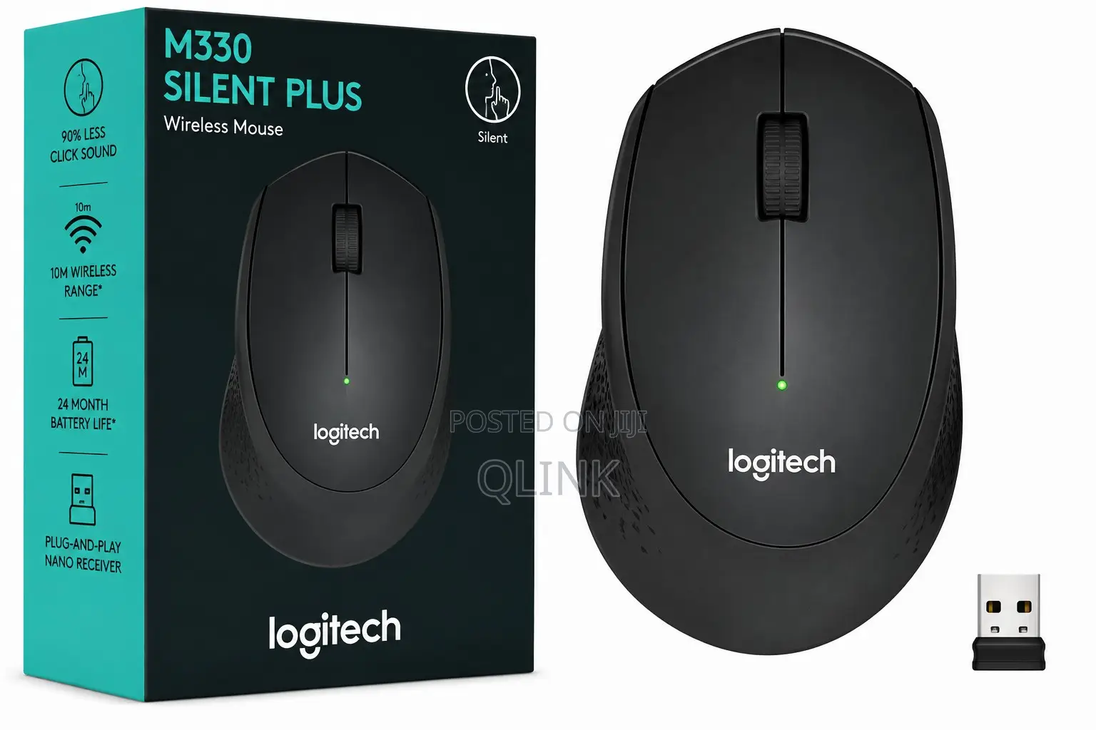 Logitech M330 Silent Plus Wireless Mouse - Black - 910-004909