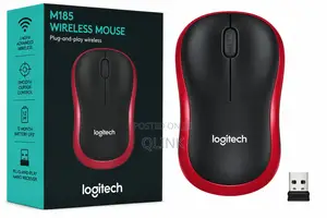 Logitech M185 Wireless Mouse - Red - 910-002237