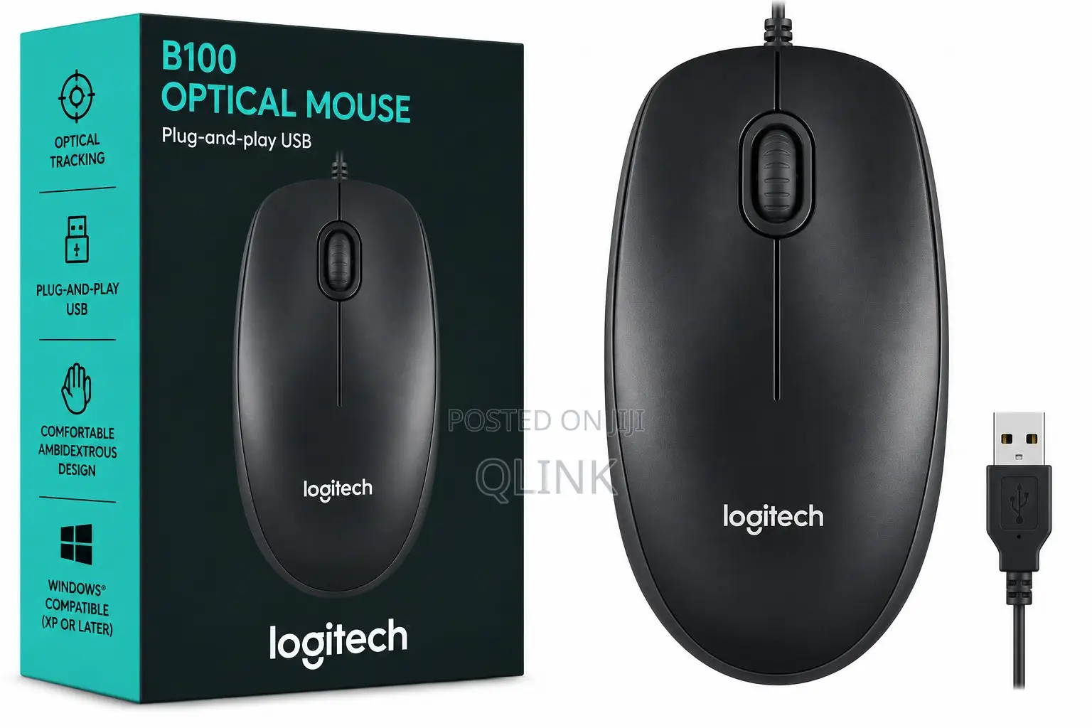 Logitech B100 USB Optical Mouse - 910-003357