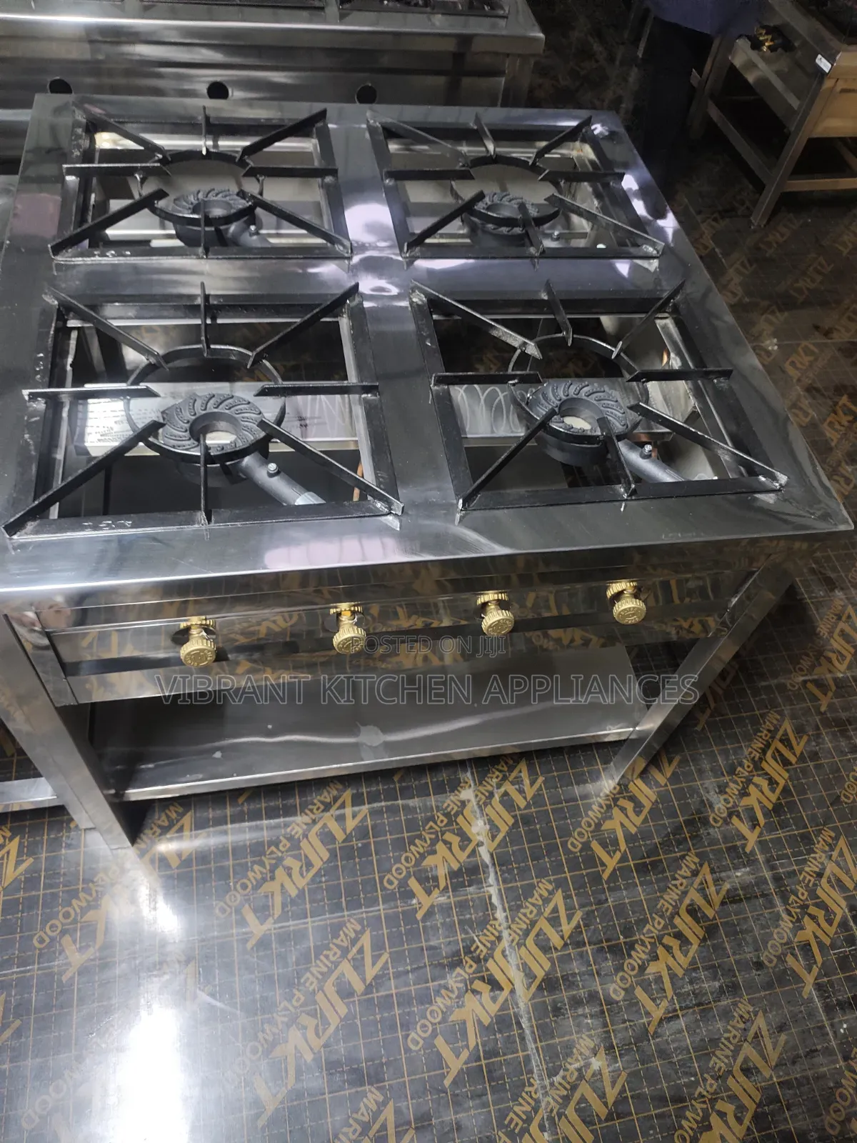 Commercial 4-Burner Square Stainless Steel Range