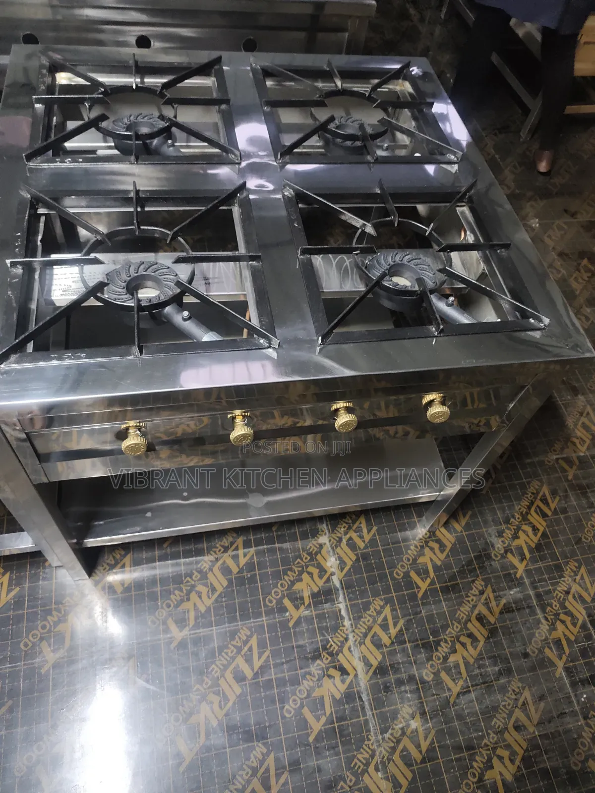 Commercial 4-Burner Square Stainless Steel Range