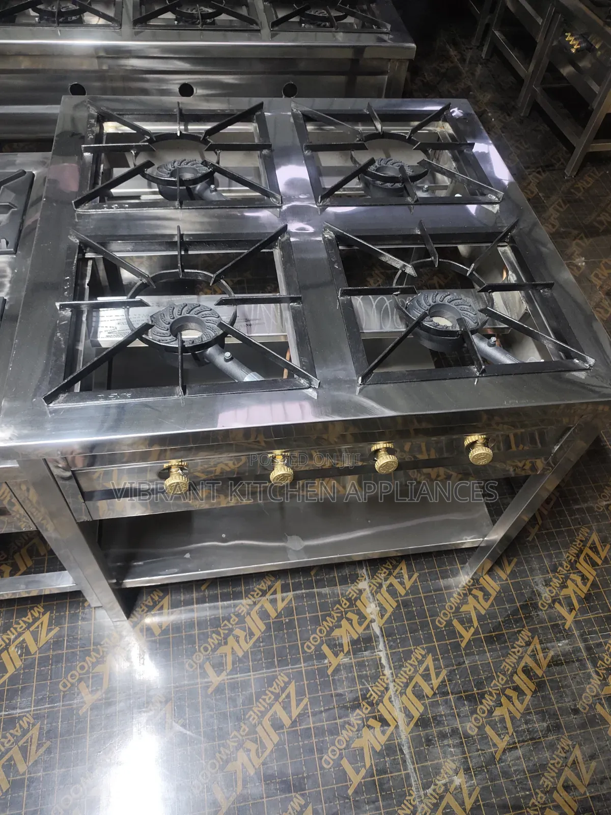 Commercial 4-Burner Square Stainless Steel Range